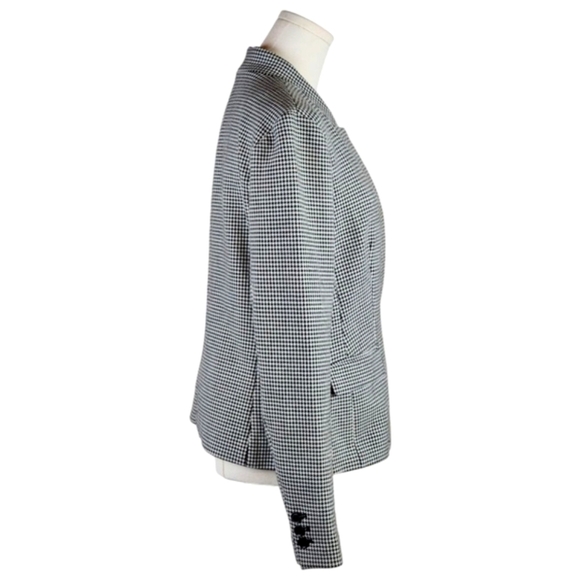 Banana Republic Houndstooth Blazer Black White Stretch Size 6 Career - Picture 7 of 11